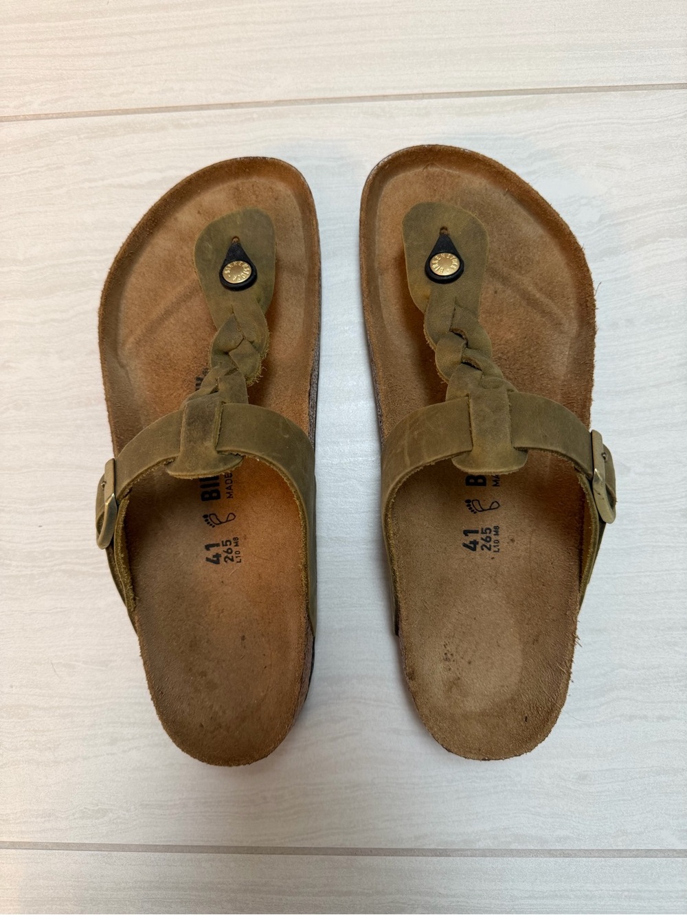 Birkenstock Gizeh Braided Toe-Post Sandals in Olive